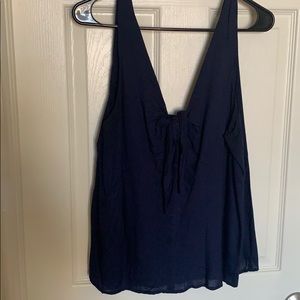 Blue semi crop top blue shirt